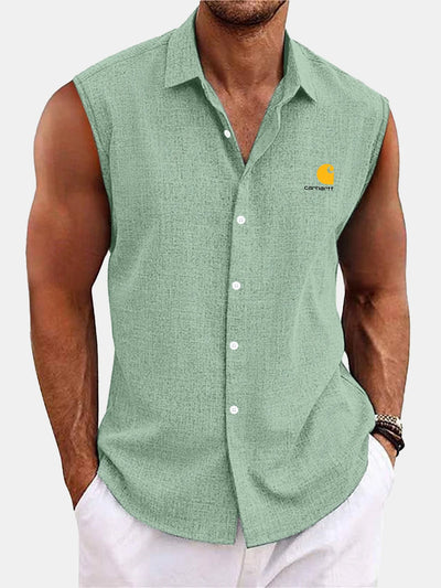 Men's Button Down Sleeveless Holiday Shirt