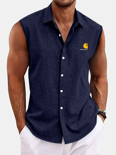 Men's Button Down Sleeveless Holiday Shirt