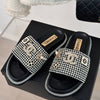 Sequined rhinestone double C lazy slippers! VIP 1:1