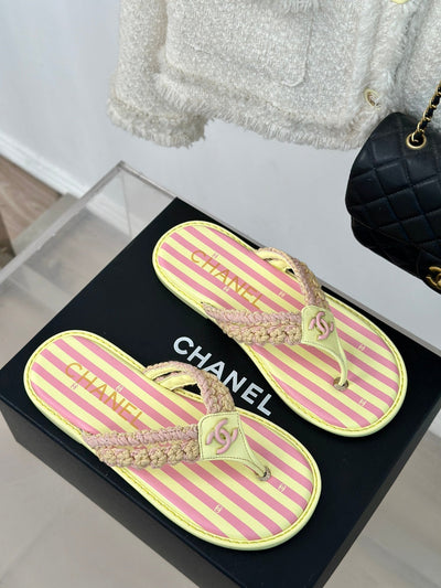 CHANE*｜Chanel 24P new product Knitted double C flip-flops