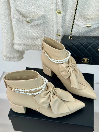 Chanel 24P new big bow pearl double C boots series VIP1:1