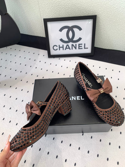 Bow rhinestone Mary Jane shoes Chanel VIP1:1