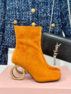 Ferragam*2025 autumn and winter new VIP1:1 metal heel short boots