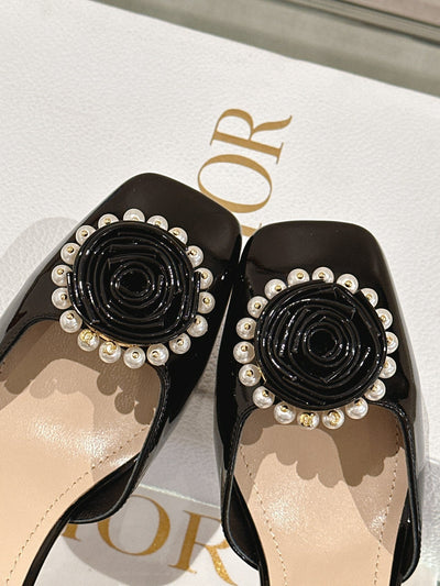 Autumn and winter new DIO* ROSE mid-heeled/high-heeled hollow sandals pearl round buckle series