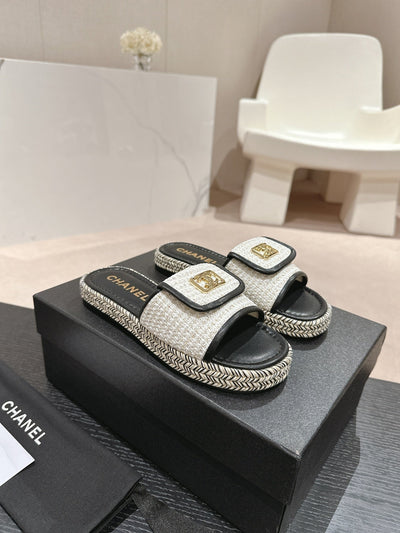 Chanel new woven bottom slippers VIP 1:1