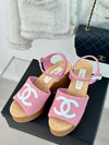 CH***24P new wood grain thick-soled sandals and slippers