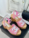 CH***24P new wood grain thick-soled sandals and slippers