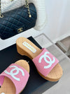 CH***24P new wood grain thick-soled sandals and slippers