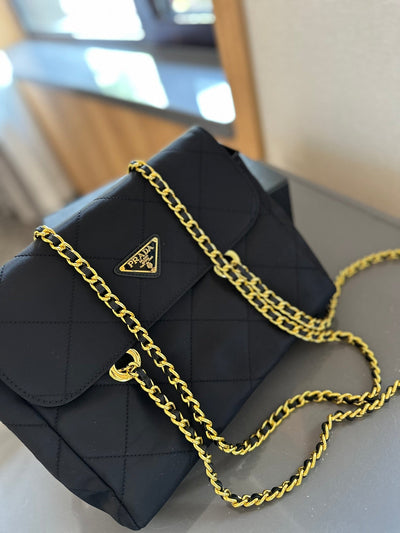 Prada PRADA Nylon Diamond Chain Flap Bag