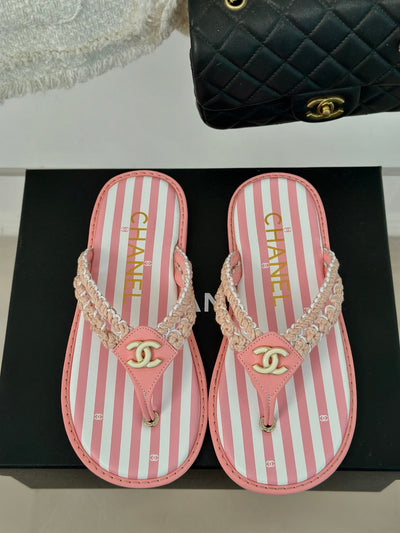 CHANE*｜Chanel 24P new product Knitted double C flip-flops