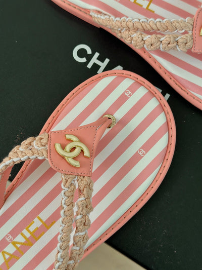 CHANE*｜Chanel 24P new product Knitted double C flip-flops