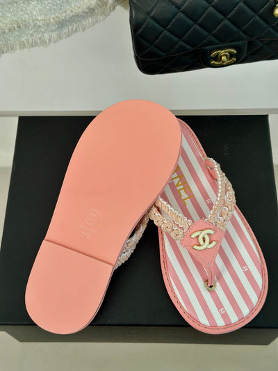 CHANE*｜Chanel 24P new product Knitted double C flip-flops