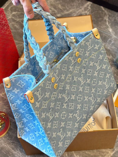 Jungle bag denim braided handles LV07