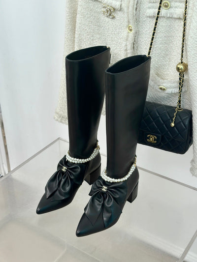 Chanel 24P new big bow pearl double C boots series VIP1:1