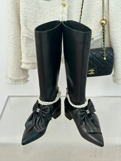 Chanel 24P new big bow pearl double C boots series VIP1:1