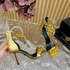 Walking charm and beauty online Versace new high heels