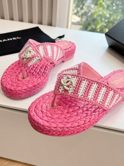 Pink Chanel bow sandals VIP1:1