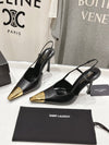 2024 New Saint Laurent VIP 1:1 Brand New Gold Square Toe High Heels Single Shoes