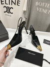 2024 New Saint Laurent VIP 1:1 Brand New Gold Square Toe High Heels Single Shoes