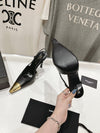 2024 New Saint Laurent VIP 1:1 Brand New Gold Square Toe High Heels Single Shoes