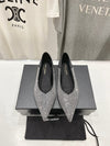 Gold Saint Laurent pointed rhinestone flat shoes mulesVIP1:1