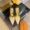 Gold LV pointed high-heeled sandals VIP1:1