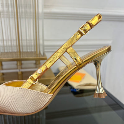 Gold LV pointed high-heeled sandals VIP1:1