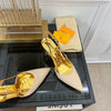 Gold LV pointed high-heeled sandals VIP1:1