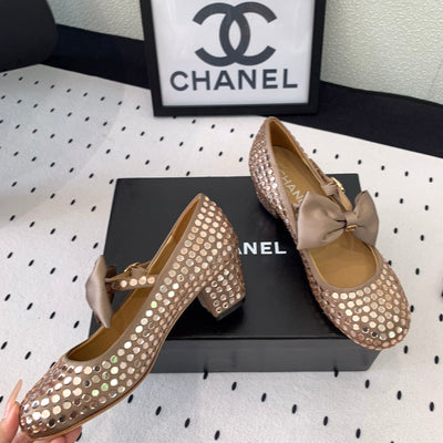 Bow rhinestone Mary Jane shoes Chanel VIP1:1