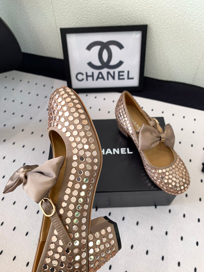 Bow rhinestone Mary Jane shoes Chanel VIP1:1