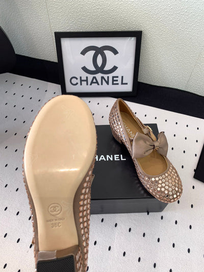 Bow rhinestone Mary Jane shoes Chanel VIP1:1