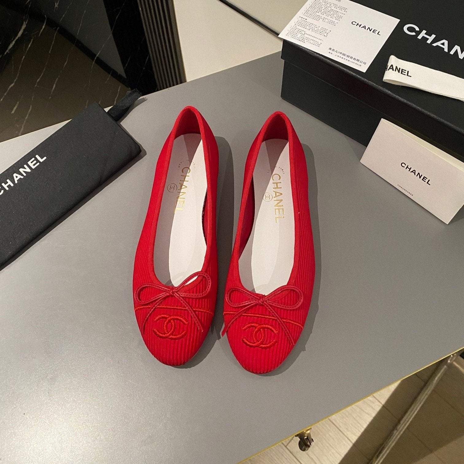 Textured Chanel Classic Ballet Shoes VIP1:1