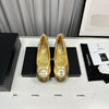 Golden soft satin Chanel shoes VIP1:1