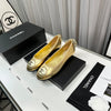 Golden soft satin Chanel shoes VIP1:1