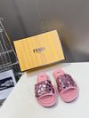 Pink Glitter Fendi Flat Slides