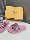 Pink Glitter Fendi Flat Slides