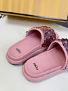 Pink Glitter Fendi Flat Slides