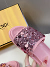 Pink Glitter Fendi Flat Slides