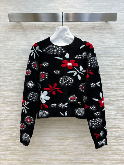 CHAN* 24SS jacquard pattern knitted sweater 1:1 VIP 8