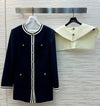 CHAN* 24SS Navy Collar Navy Wool Jacket (Removable cape) 1:1 VIP