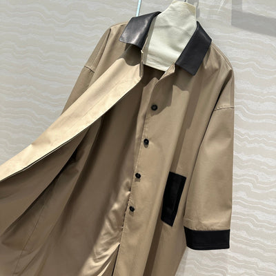 Herm* 24SS 100% sheepskin mid-length trench coat 1:1 VIP