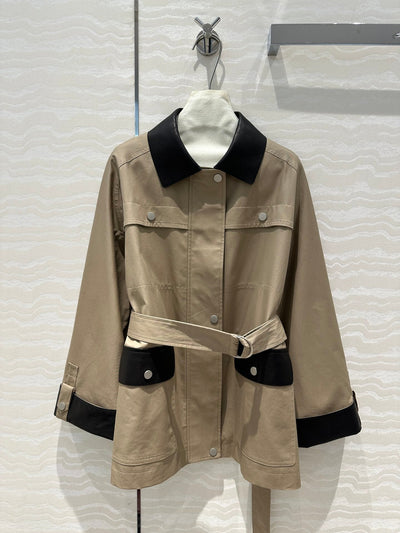 Herm* 24SS 100% sheepskin mid-length trench coat 1:1 VIP