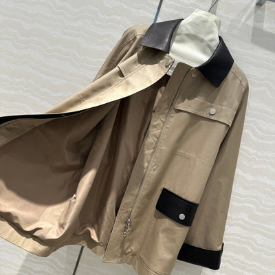 Herm* 24SS 100% sheepskin mid-length trench coat 1:1 VIP