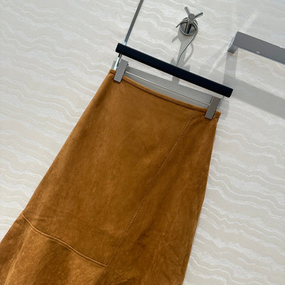 PRA* 24SS Golden Brown Suede Long Skirt 1:1 VIP