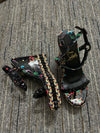 Christia** Loubout** new black star high platform shoes