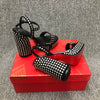 Christia** Loubout** new red bottom shoes high heels rhinestone sandals