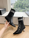 Chan*** 2025 new high quality VIP1:1 autumn and winter British style Chanel elastic knitted short boots