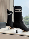 Chan*** 2025 new high quality VIP1:1 autumn and winter British style Chanel elastic knitted short boots