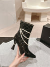 Chan**2025 new VIP1:1 pearl chain thick heel boots