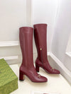 Guc** 2025 autumn and winter new VIP1:1 classic horsebit buckle thick heel elastic boots